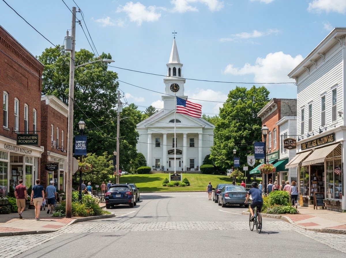 New England town hall representing local control over zoning decisions