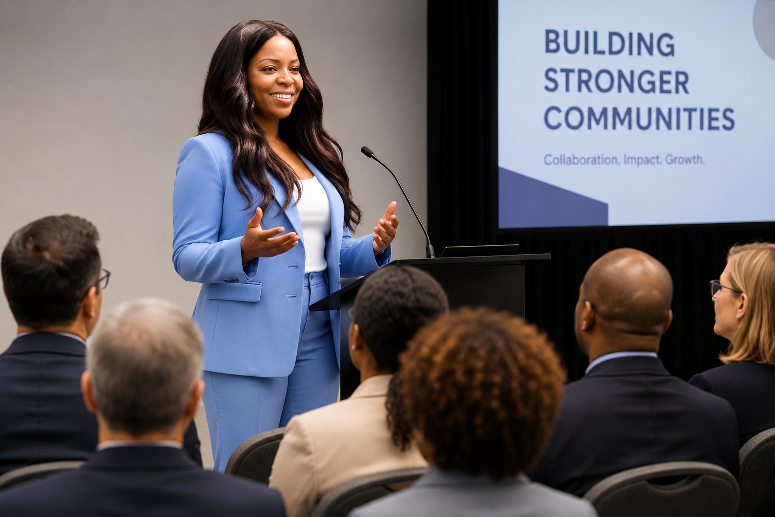 Tina Banda speaking at a professional ADR event