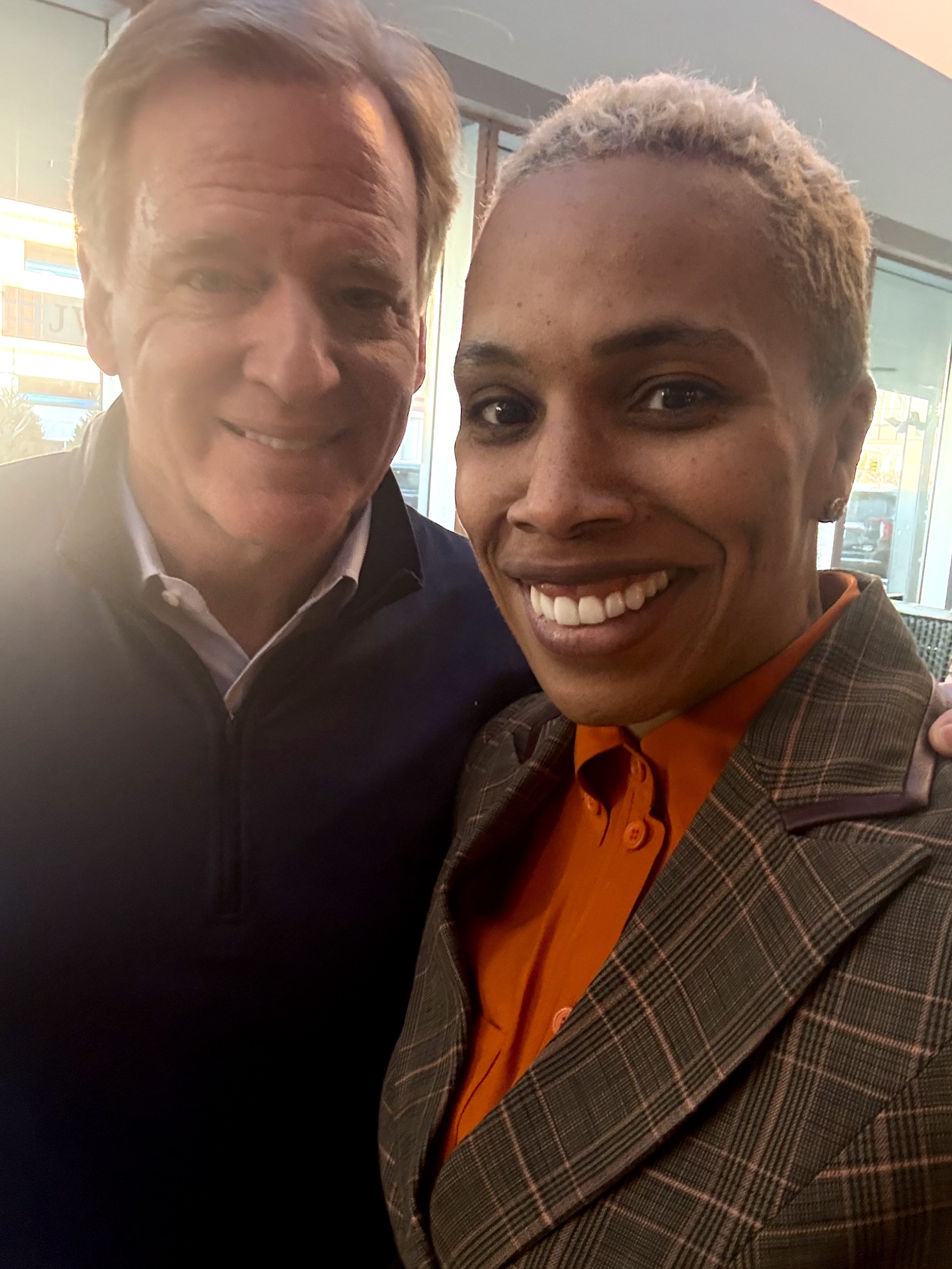 Denise "DT" Thomas with NFL Commissioner Roger Goodell during the 2025 NFL Combine.
