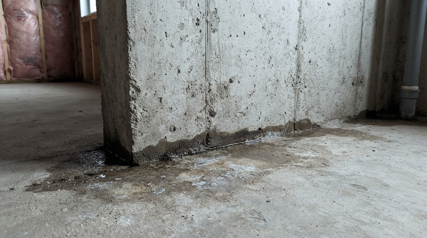 Water seepage along basement wall and floor joint