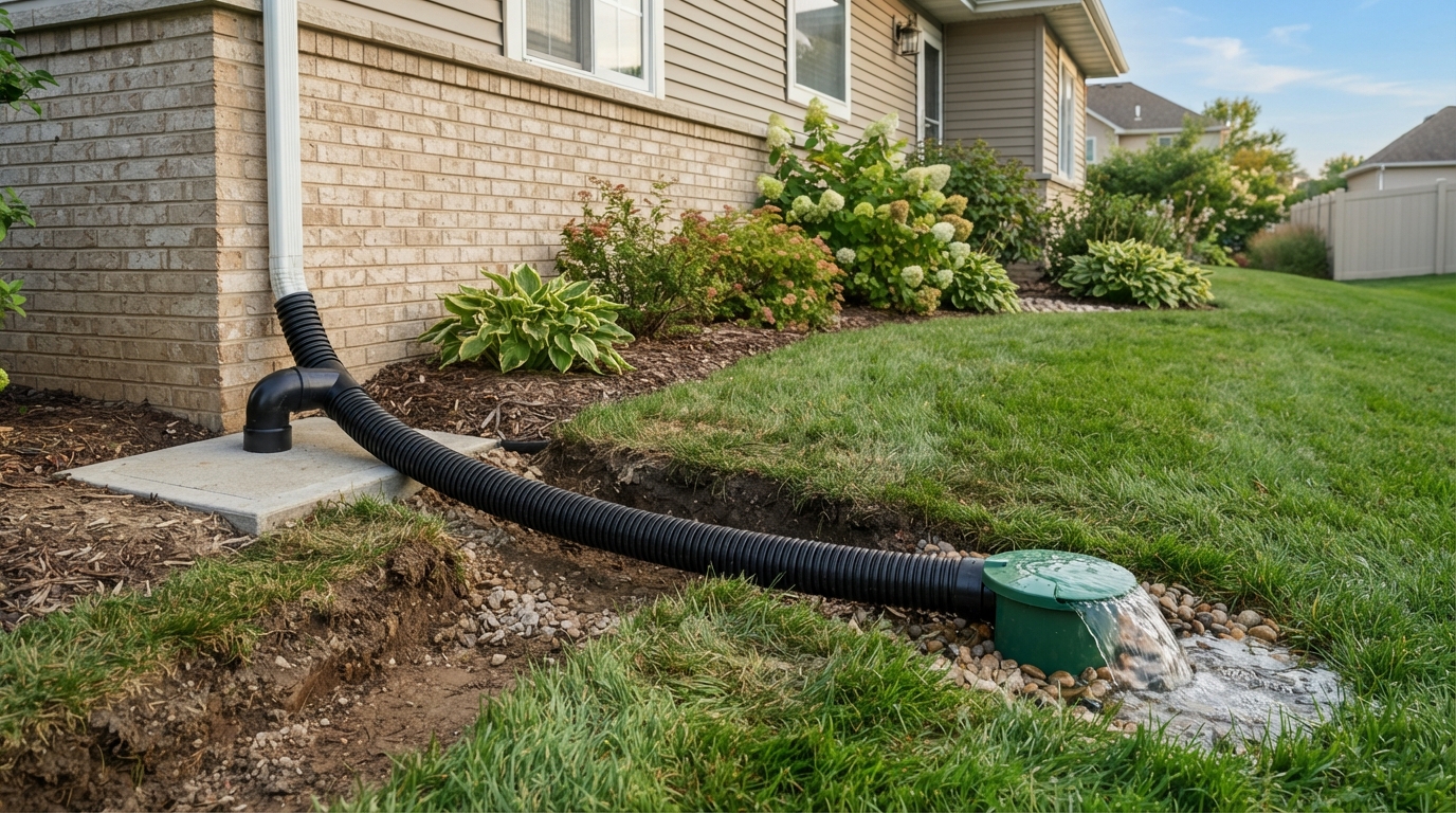 Underground downspout extension drainage system