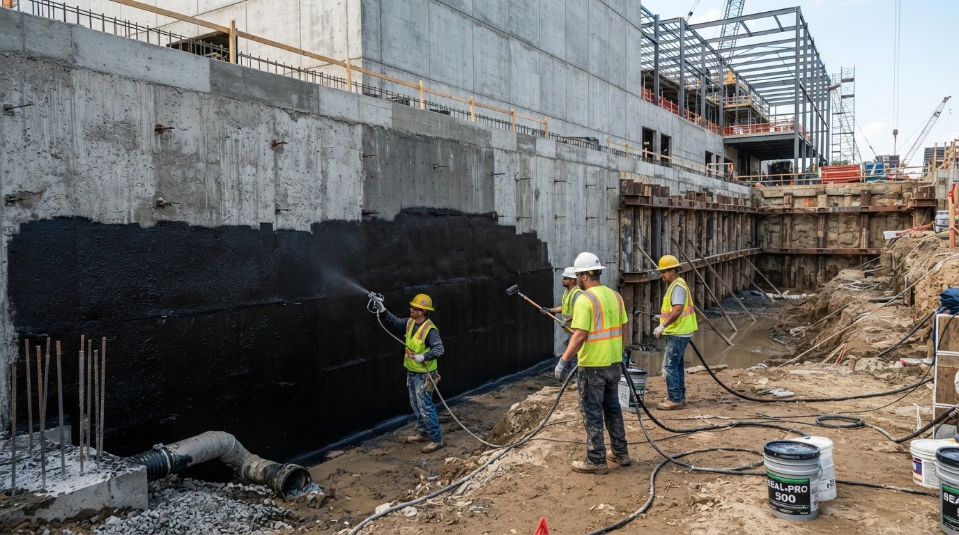 Basement waterproofing project in Komoka, Ontario