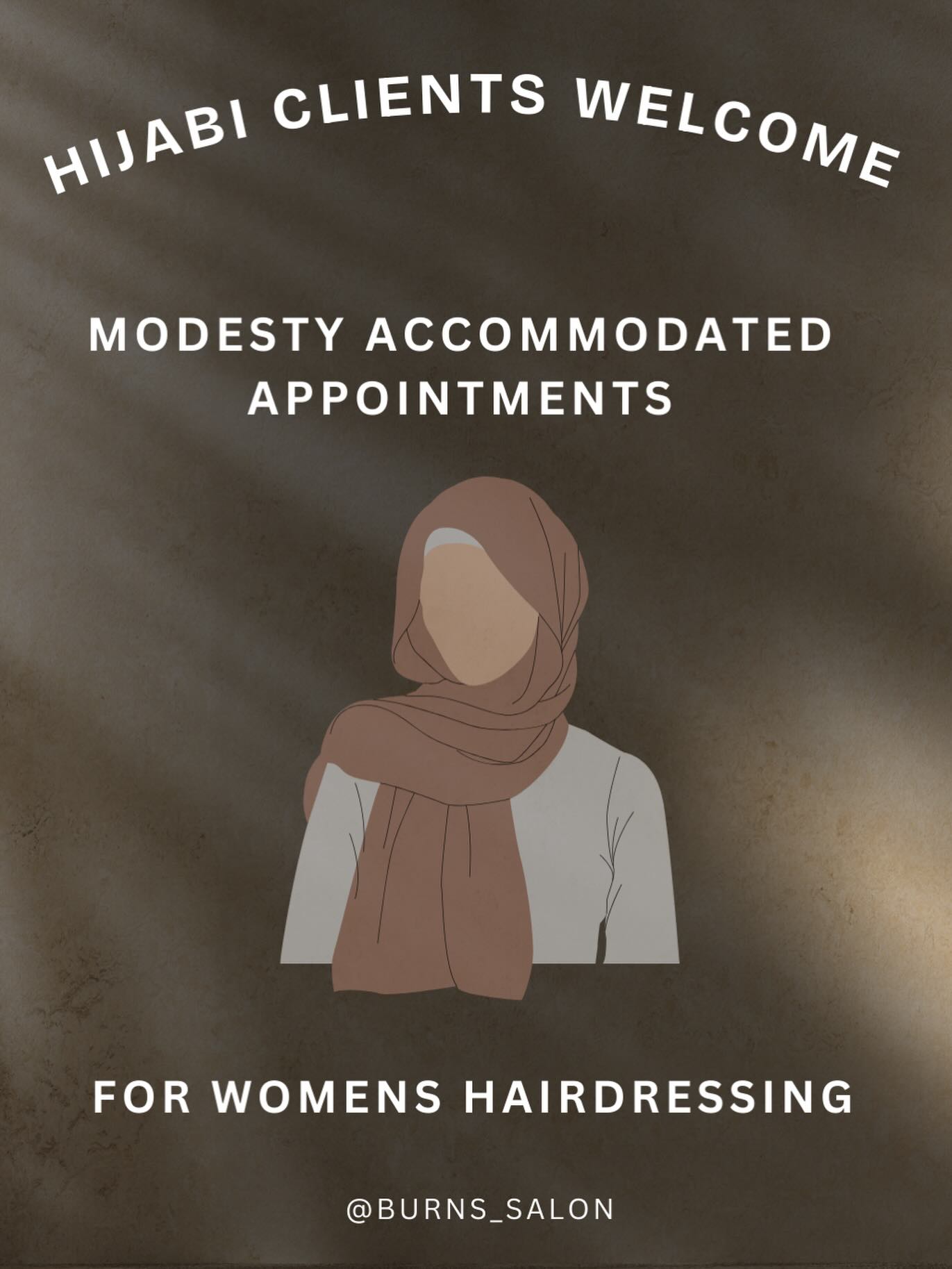 Hijabi clients — modesty accommodated hairdressing at Burns Salon Luton