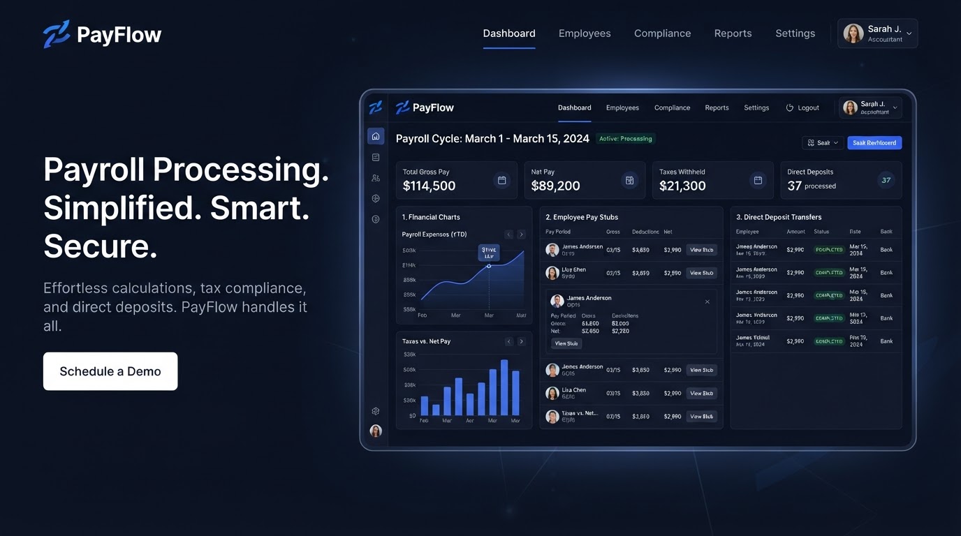 Payroll Processing Companies website example built with T2 Marketing Services