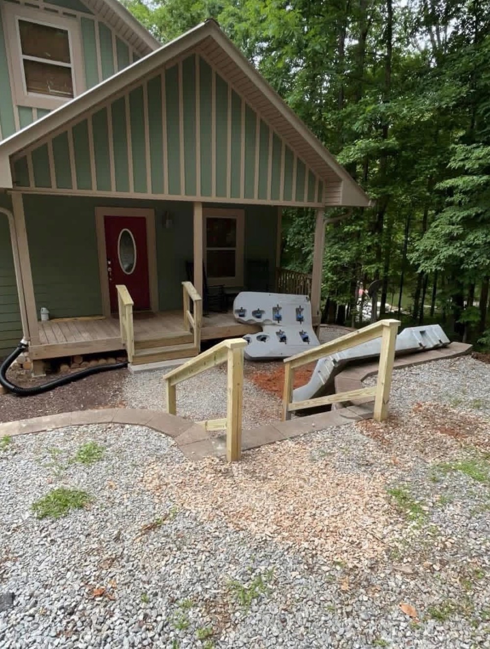 Retaining wall steps and handrail upgrade by Limitless Construction Services