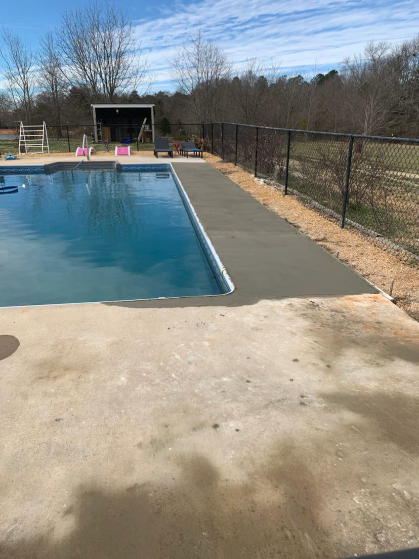 Finished pool deck concrete repair by Limitless Construction Services
