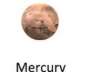Vibrational illustration of Mercury, depicted as a cratered terrestrial sphere
