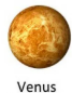 Vibrational illustration of Venus, depicted as a warm golden cloud-shrouded planetary sphere