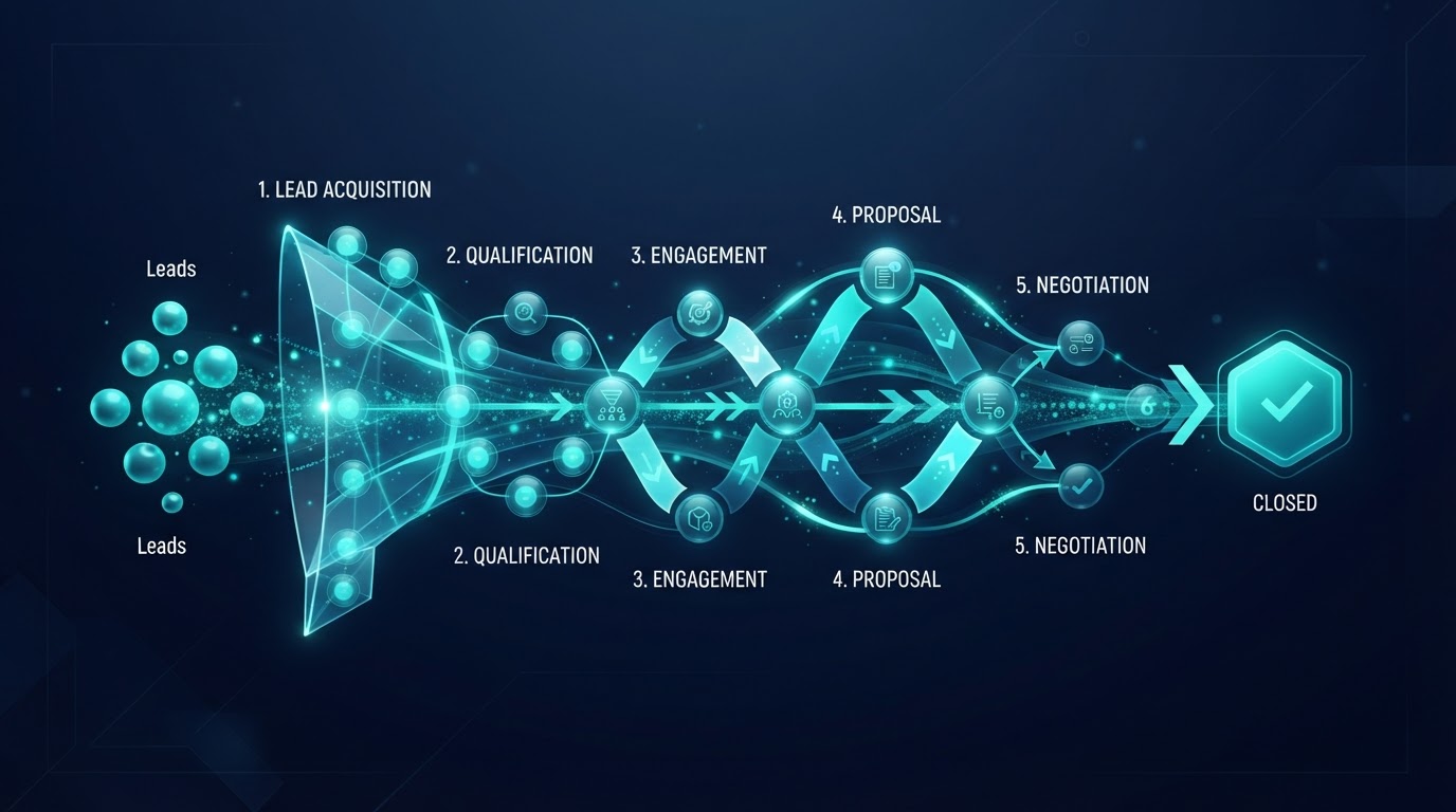 Connected lead-to-close automation system visualization