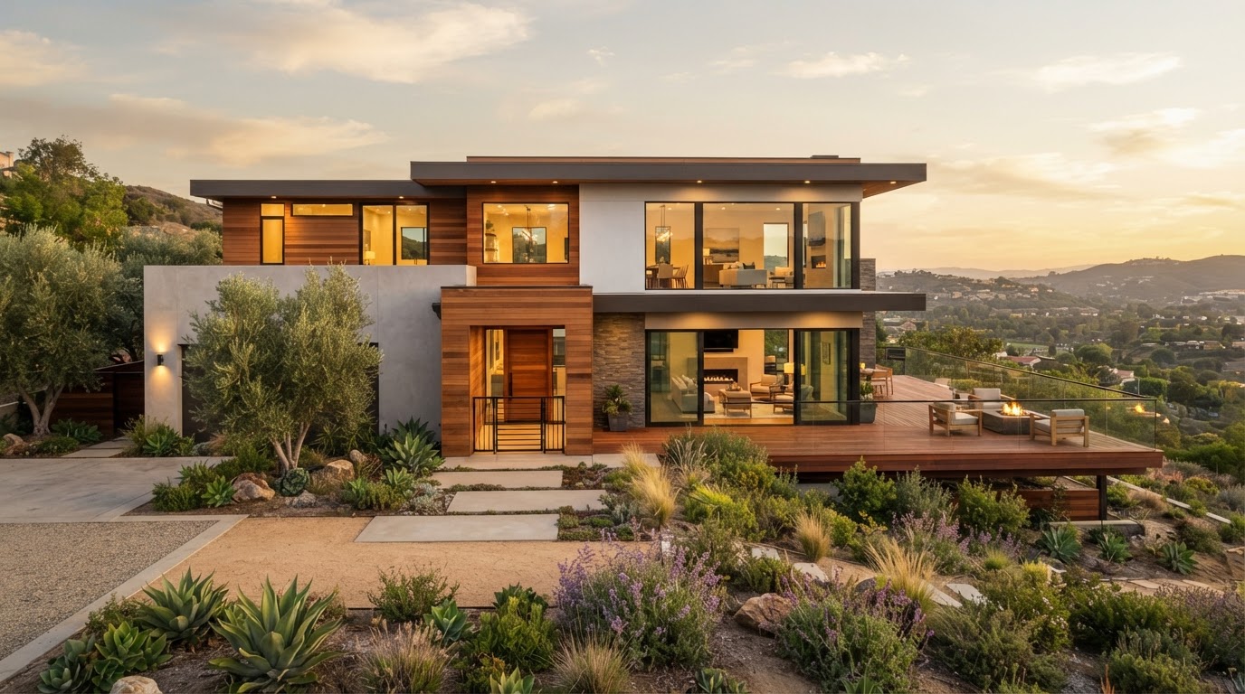 Southern California home at sunset