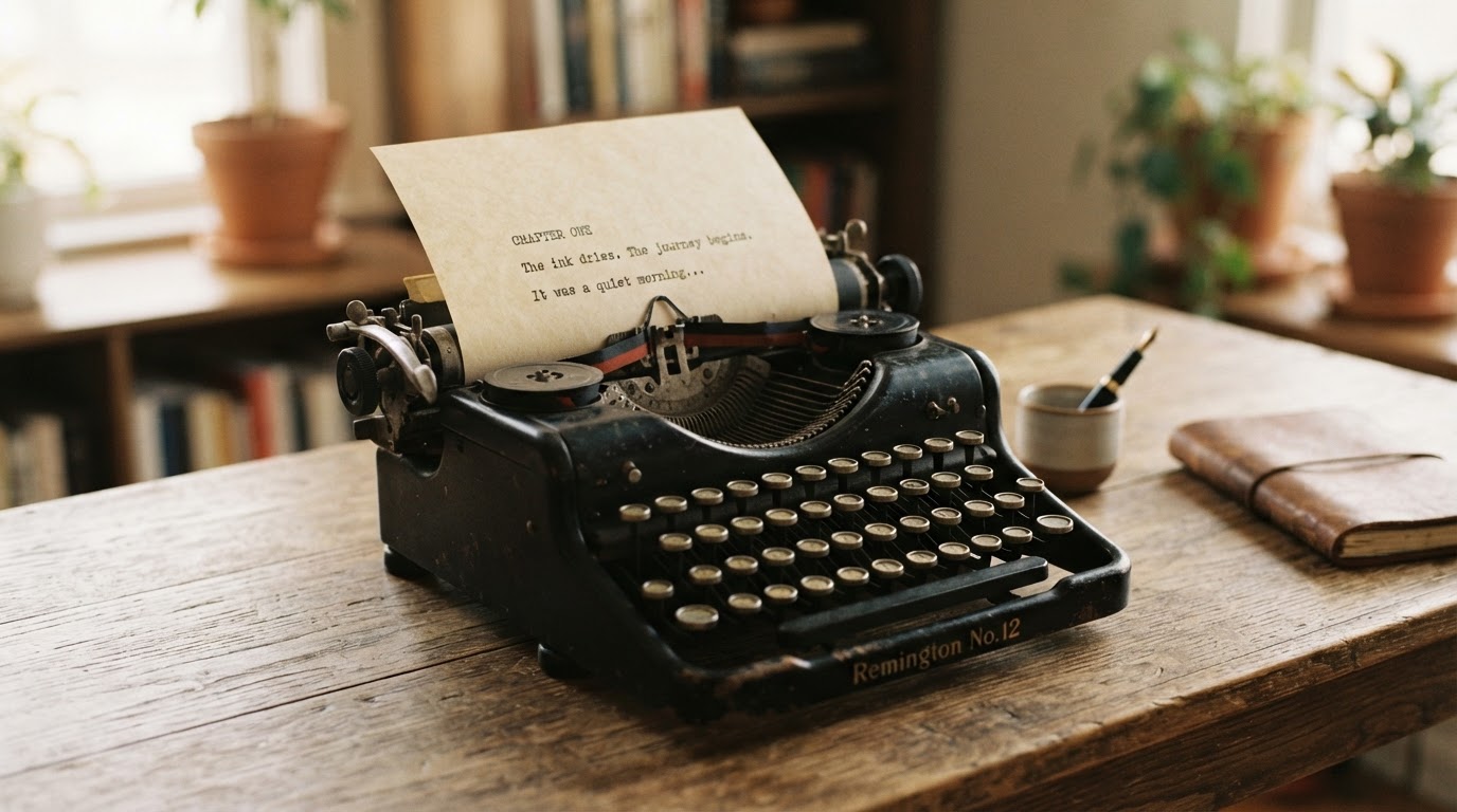 A vintage typewriter with a sheet of paper
