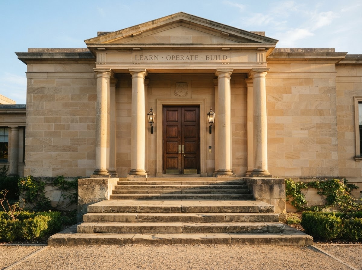 A solid stone foundation and structural pillars symbolizing durable ownership