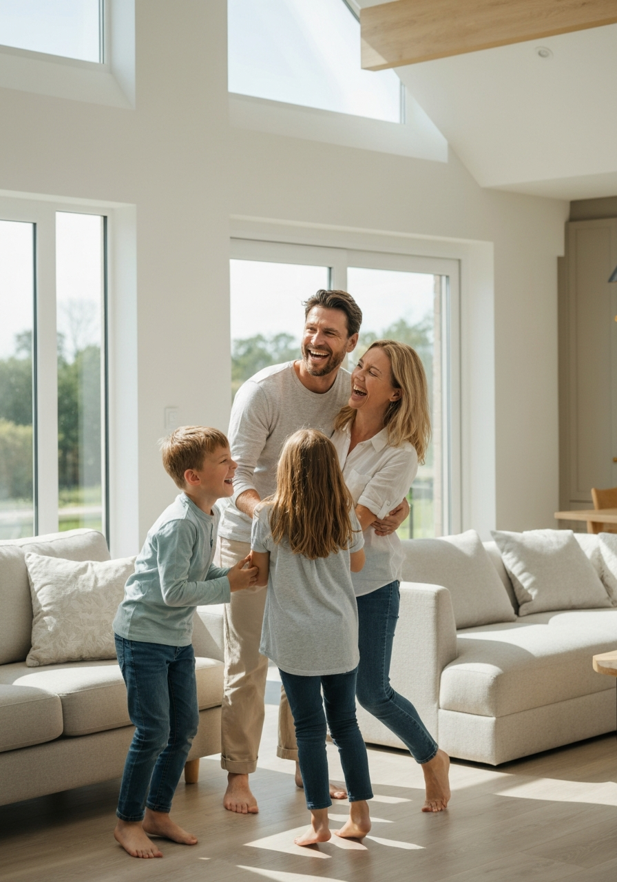 Happy family celebrating new home