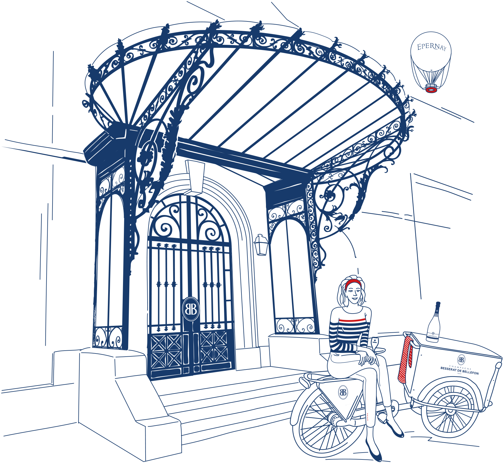 Illustration of the Besserat de Bellefon Maison entrance in Épernay