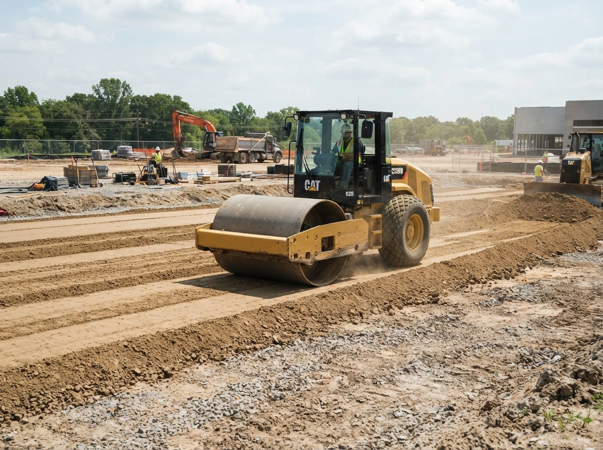 Backfilling and compaction in Augusta, Georgia — compacting soil for a stable base