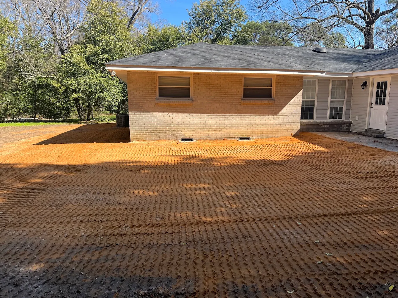 Finished graded red clay residential building pad and foundation preparation in Augusta, GA