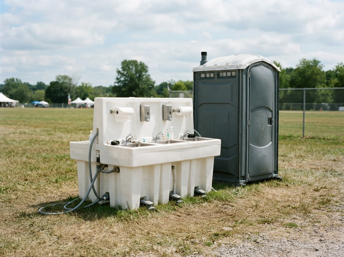 Standard portable toilet unit ready for event delivery