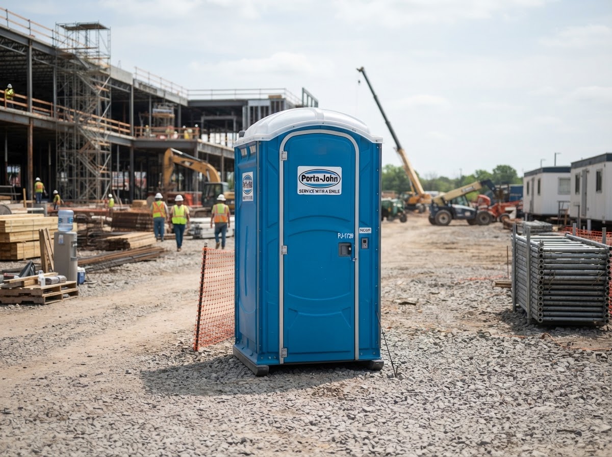 Portable toilet rental setup for a sports event in Peoria, Arizona