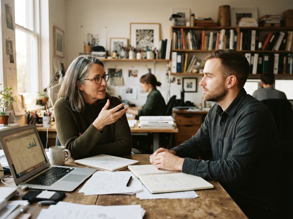 Un momento di confronto e consulenza tra due professionisti
