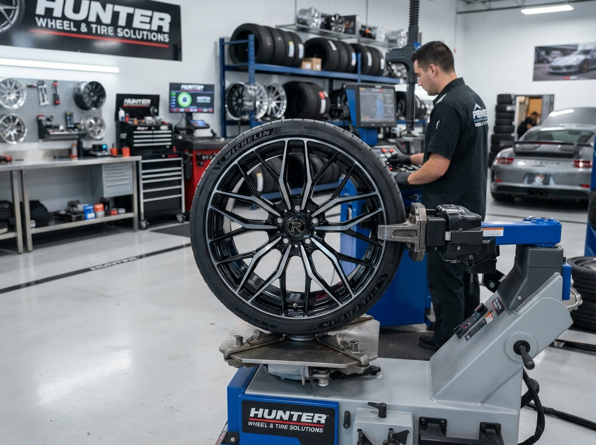 Damaged alloy wheel being repaired at Cleveland Rim Repair