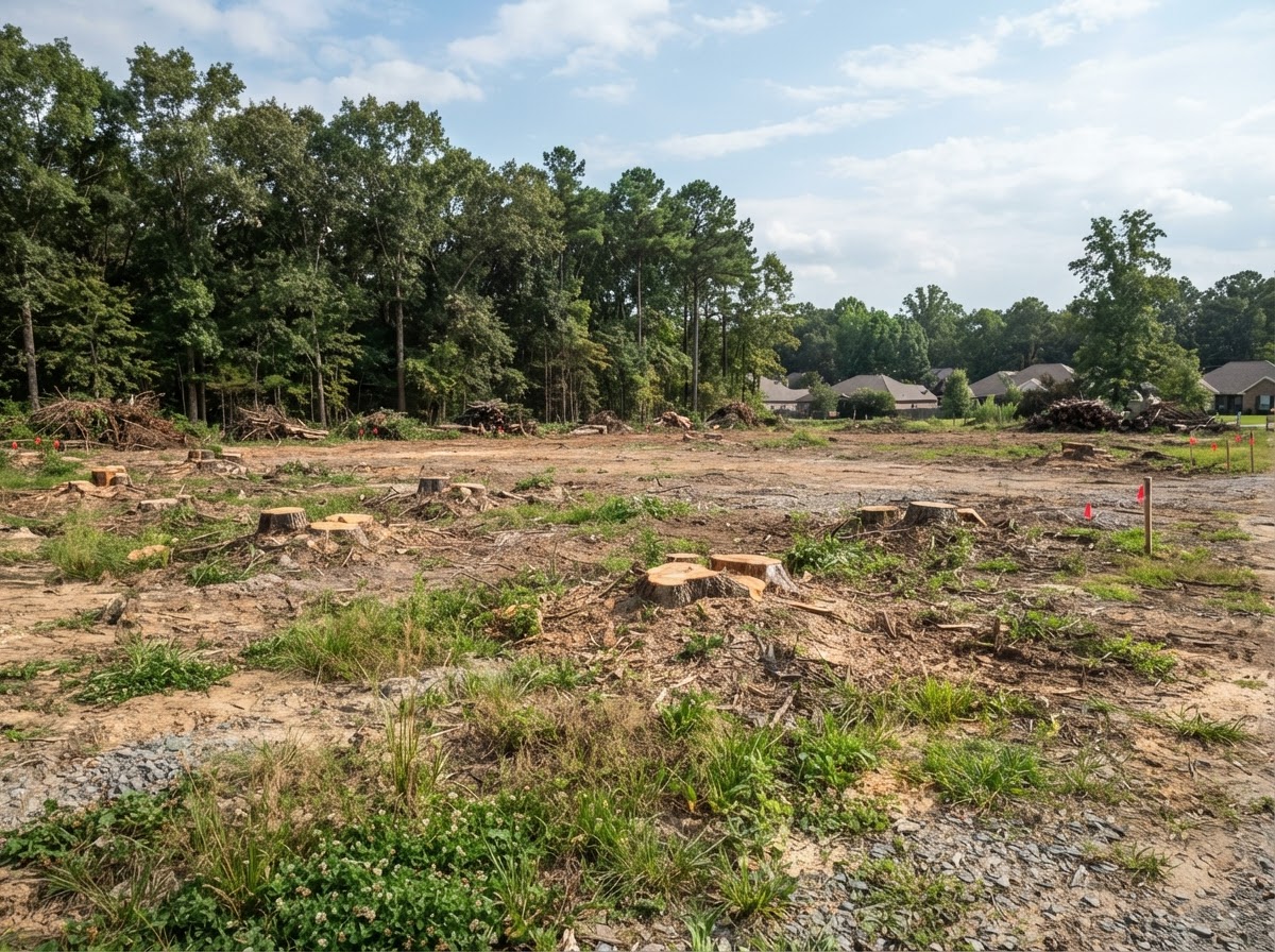 A cleared yard with greenery after debris cleanup in Miramar