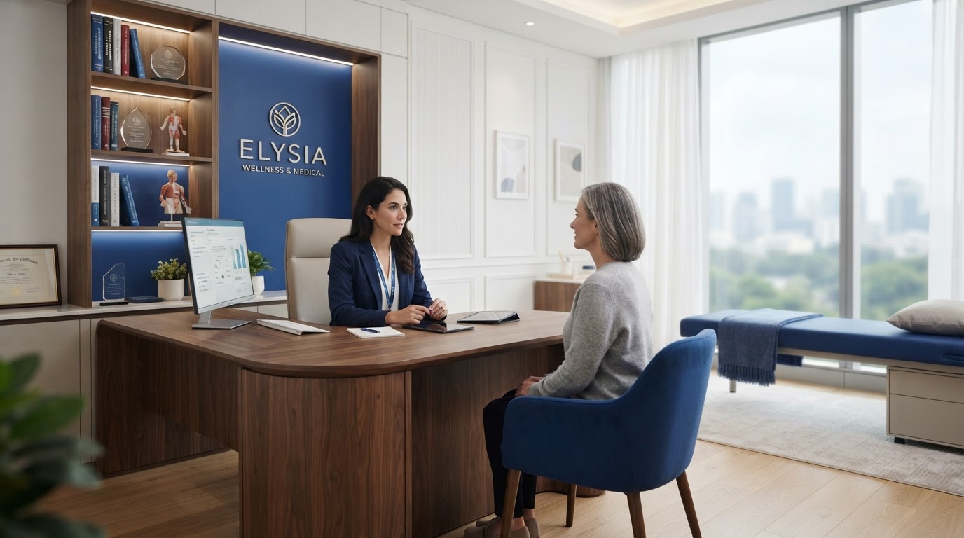 Modern HRT and Longevity medical clinic consultation setting
