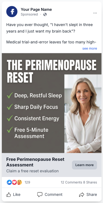 Women's Perimenopause & HRT Balance Meta ad creative preview