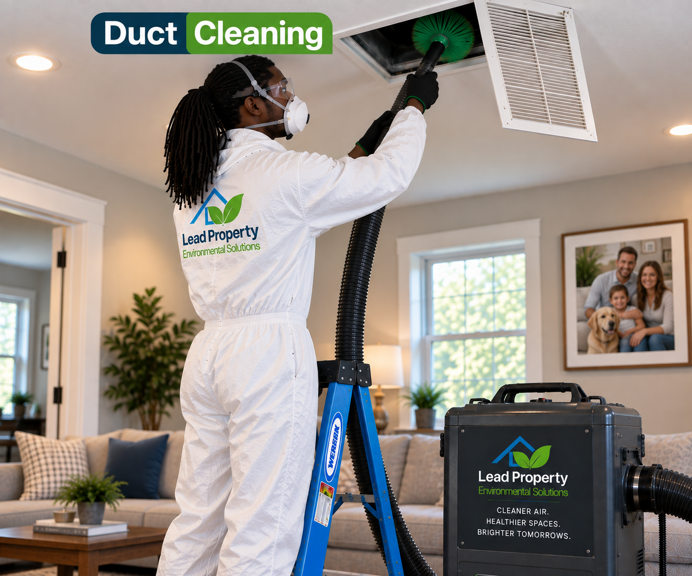 Duct Cleaning performed by a certified Lead Property & Environmental Solutions technician