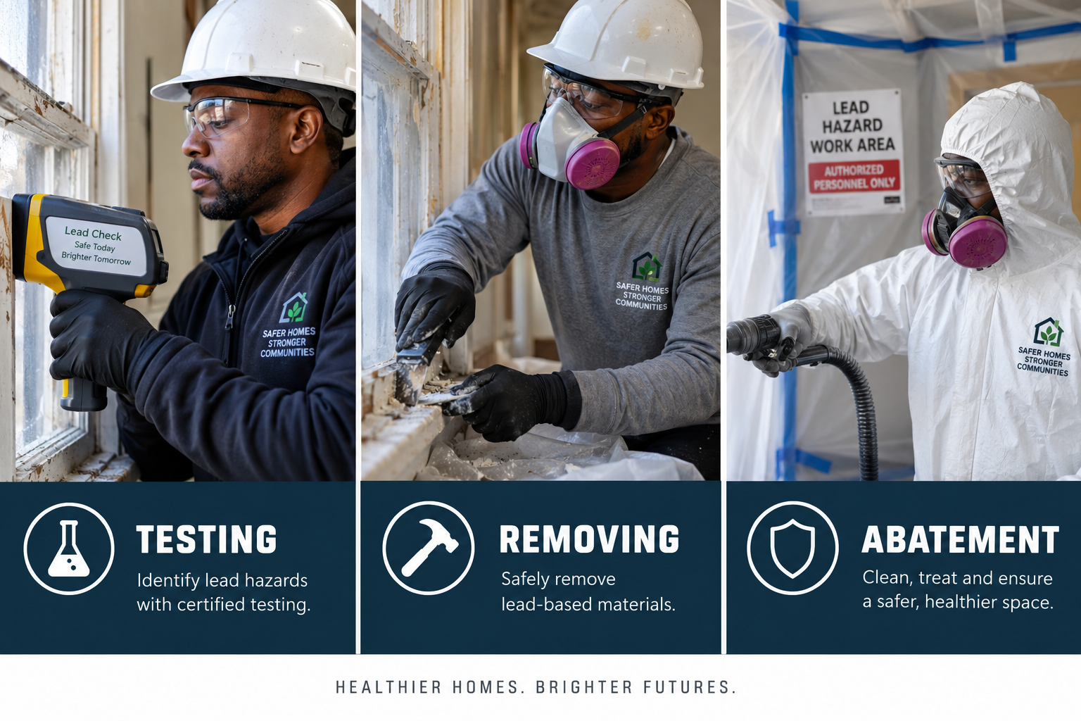 Crew member rolling clean paint onto an interior wall during post-remediation renovation and restoration