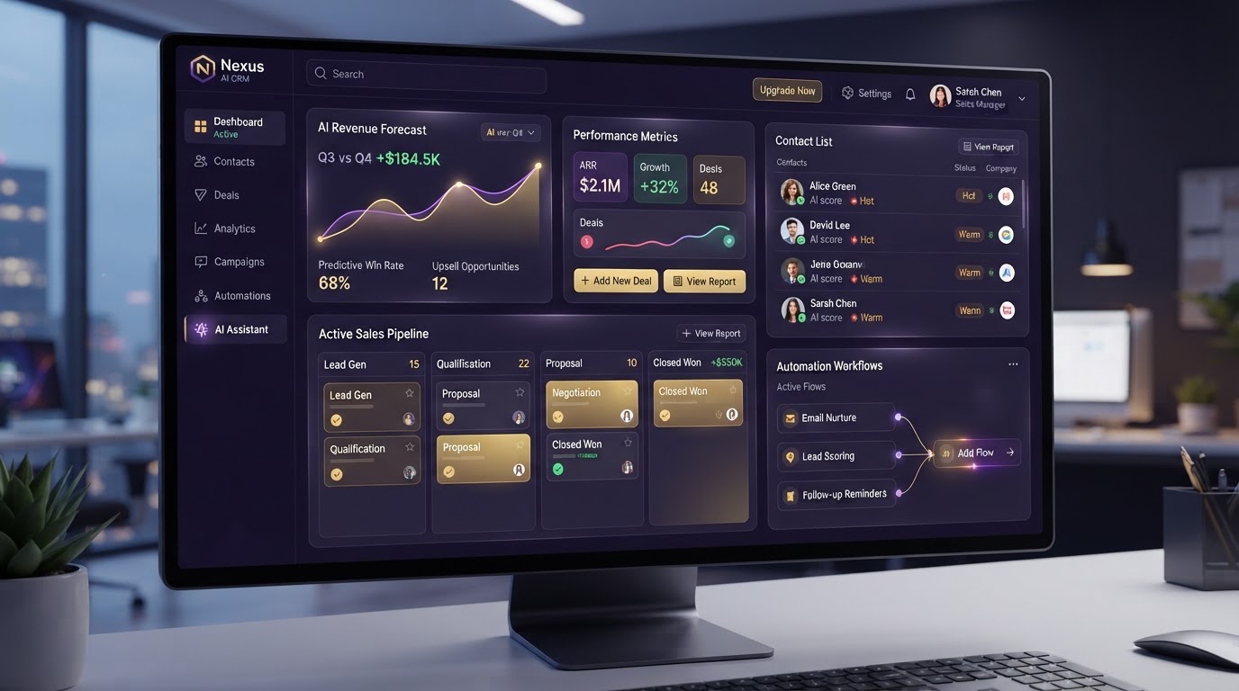 DIGI5Y AI-CRM Platform dashboard with pipelines, automation workflows and analytics
