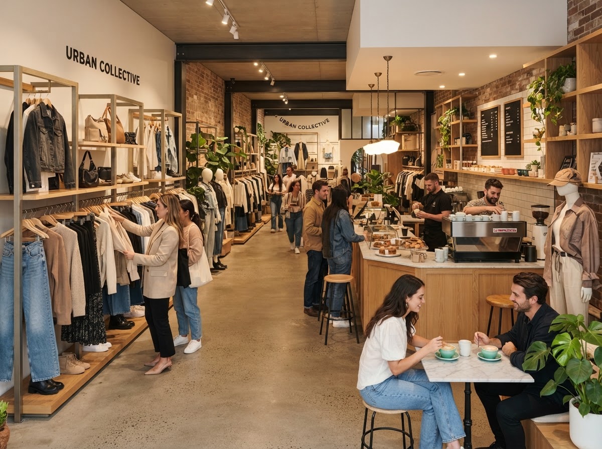 Stylish modern retail store and cafe interior