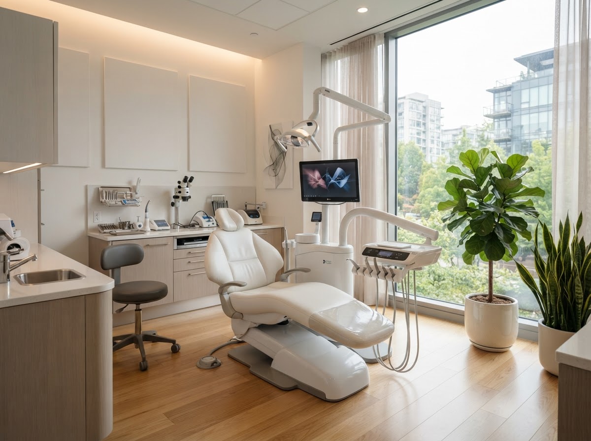 Modern dental and aesthetics clinic interior with sleek equipment