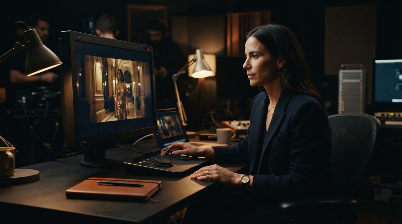 Creative director reviewing footage during post-production