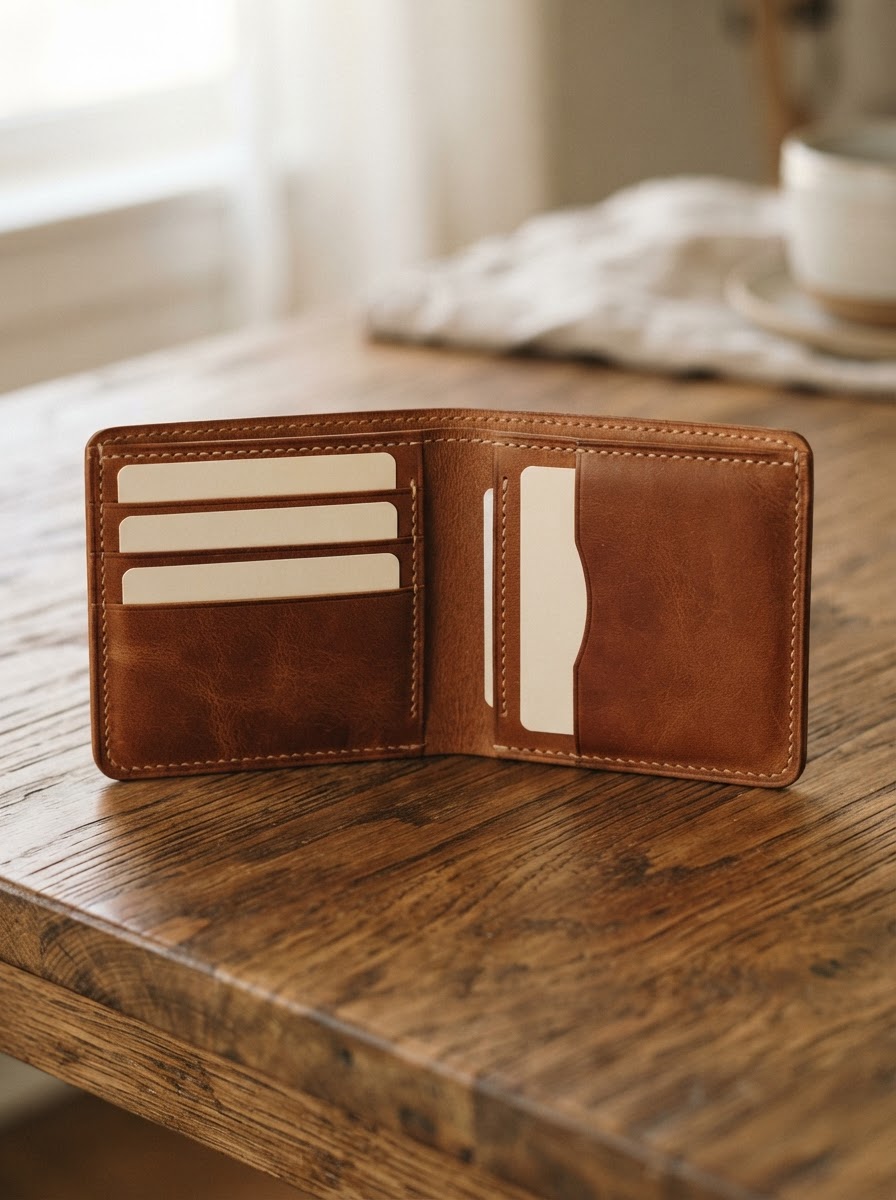 Bifold leather wallet