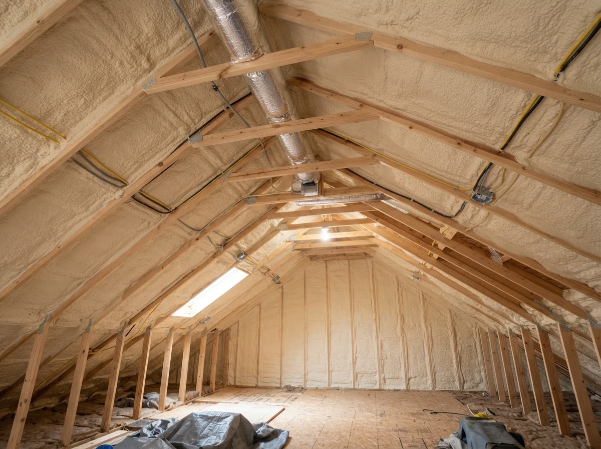Attic spray foam insulation installation in Wilmington NC