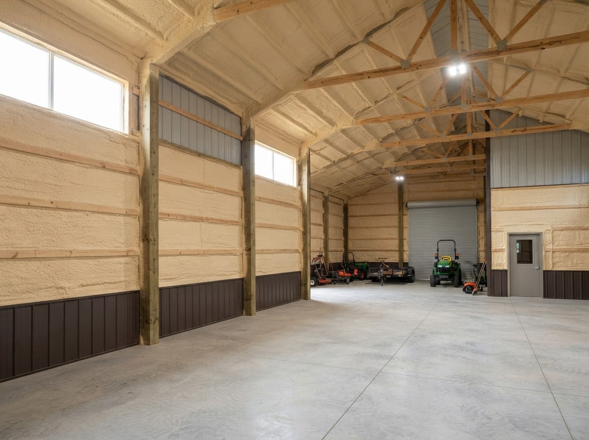 Pole barn spray foam insulation in Wilmington NC