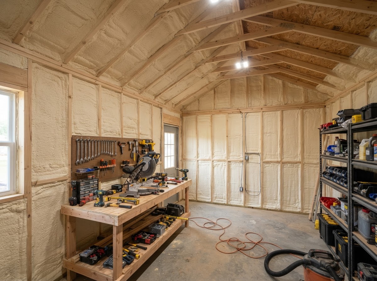 Workshop spray foam insulation in Wilmington NC