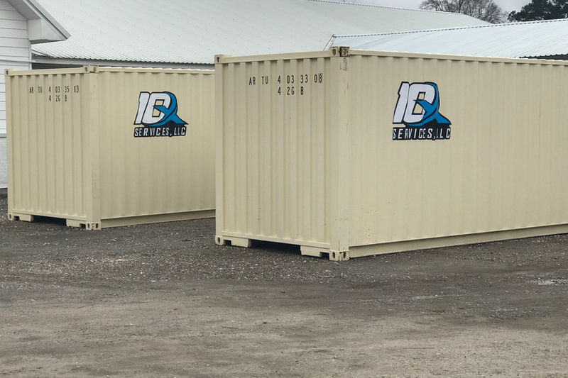 Beige 10X Services branded steel containers