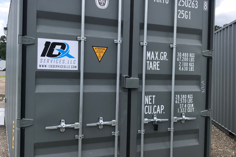 Exterior 10X Services container door specification badge