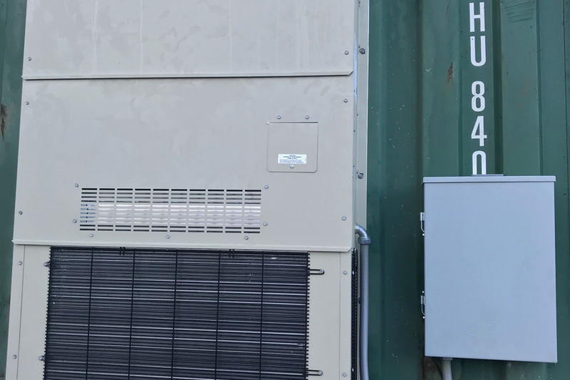 Exterior HVAC climate control system close-up