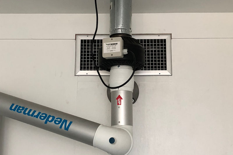 Industrial ventilation installation inside custom container