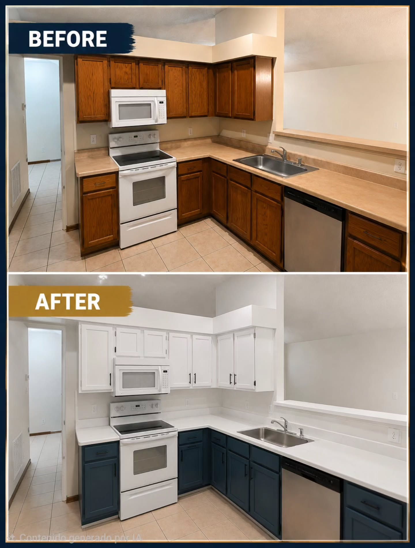 Before and after kitchen cabinet remodel by JS Remodeling & Handyman in Jacksonville