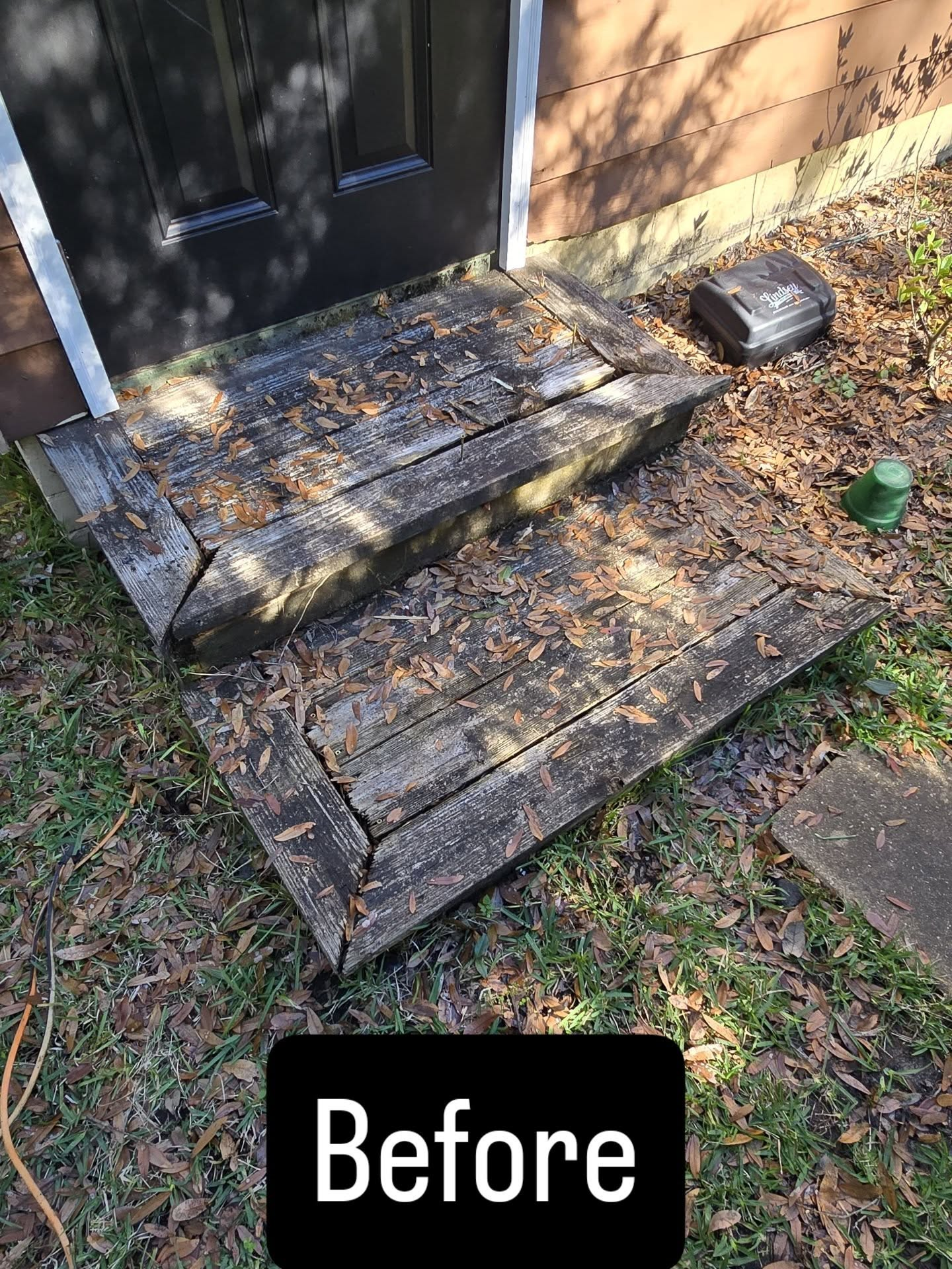 Before and after rebuilt entry steps and deck by JS Remodeling & Handyman in Jacksonville - Before