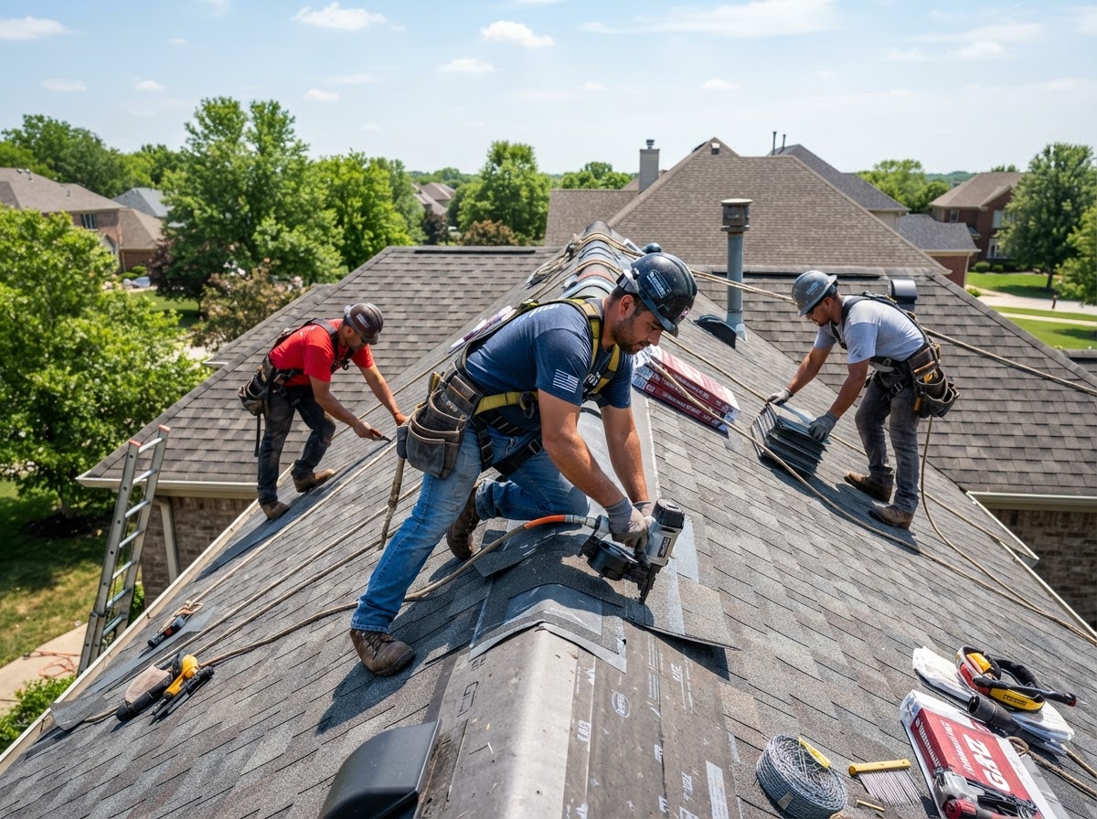Residential roofing installation by YK Construction