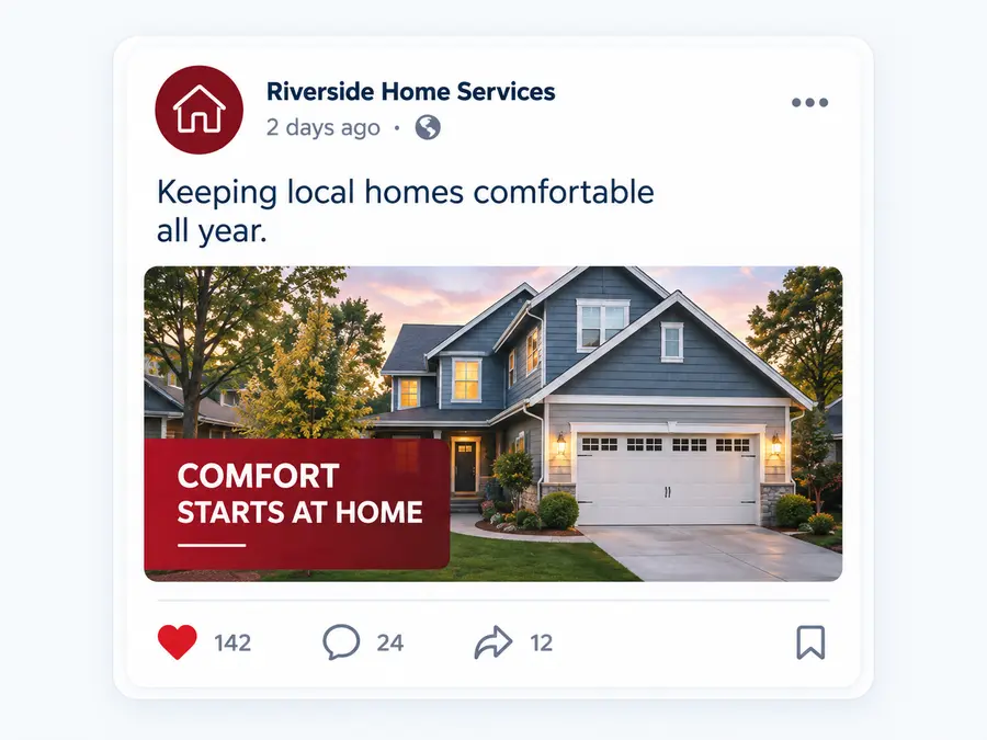 Social media post introducing a local home-service company to homeowners