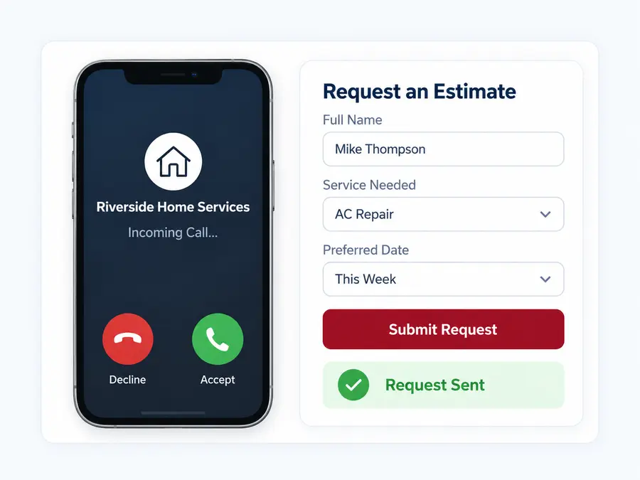 Incoming phone call and completed estimate request form