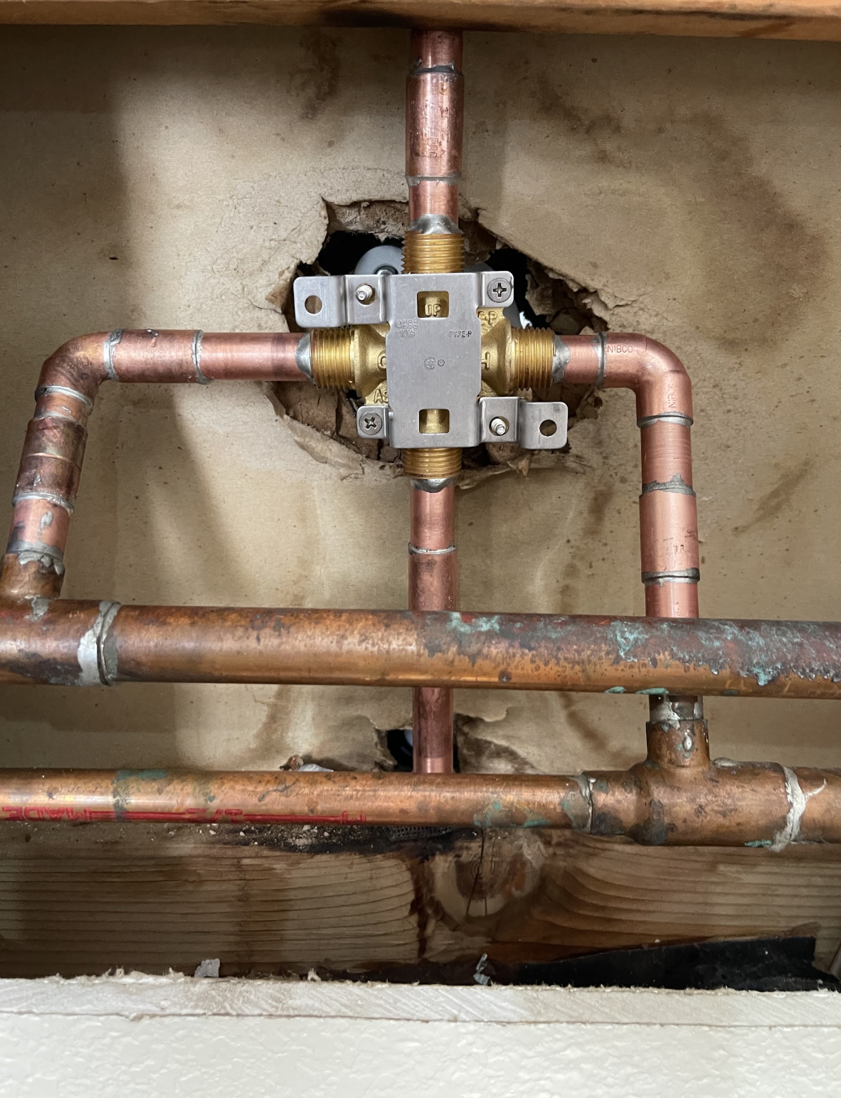 In-wall copper pipe soldering and valve installation for residential plumbing by Aurora Plumbing