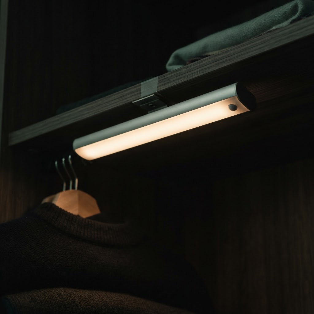 under-25 still life: LED motion closet light