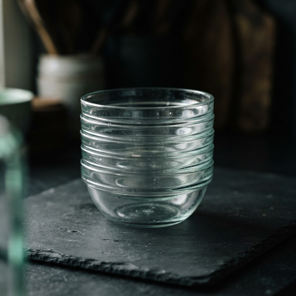 kitchen still life: Glass prep bowls