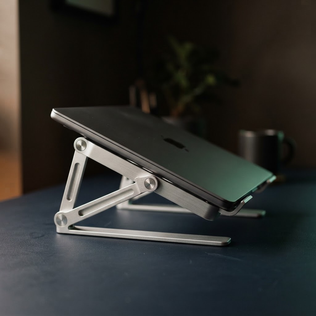 desk still life: Adjustable laptop stand